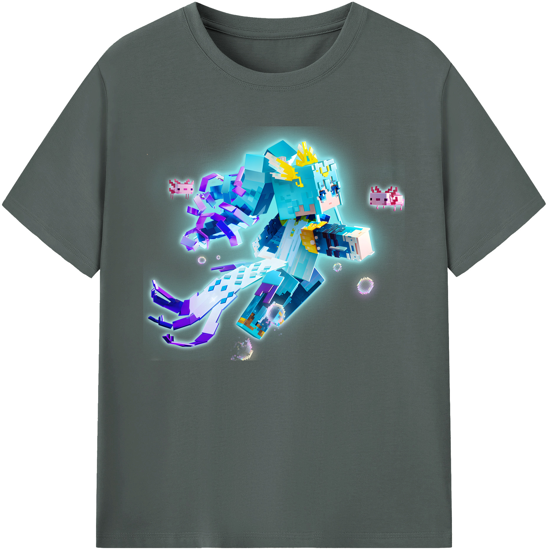 （画像用） マインクラフト ブロックの世界 Minecraft MC Block world 綿100％ メンズ半袖Tシャツ｜肌触りやわらか＆通気性